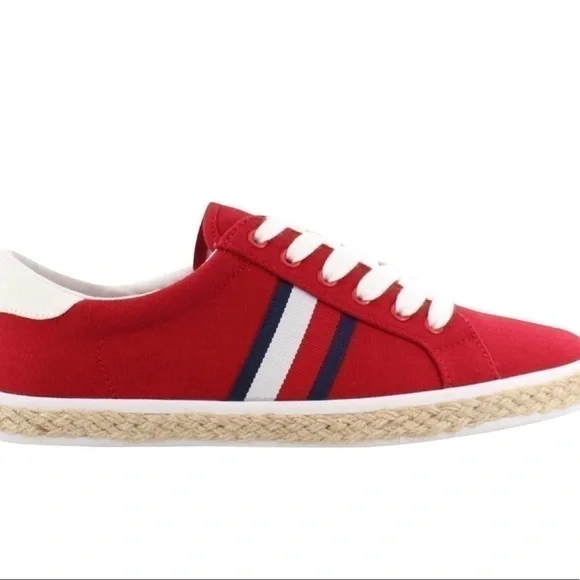 TOMMY HILFIGER Red Filip 2 Canvas Espadrille Sneakers - Picture 1 of 6